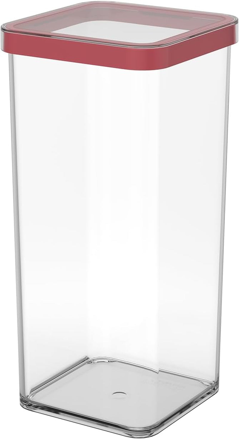 Rotho Loft set van 5 voorraadpotten met deksel, verschillende maten, voedselkunststof (PP) BPA-vrij, transparant/rood, (21,4 x 21,4 x 23,5 cm) voedselbewaardozen Naty Shop 1,5L