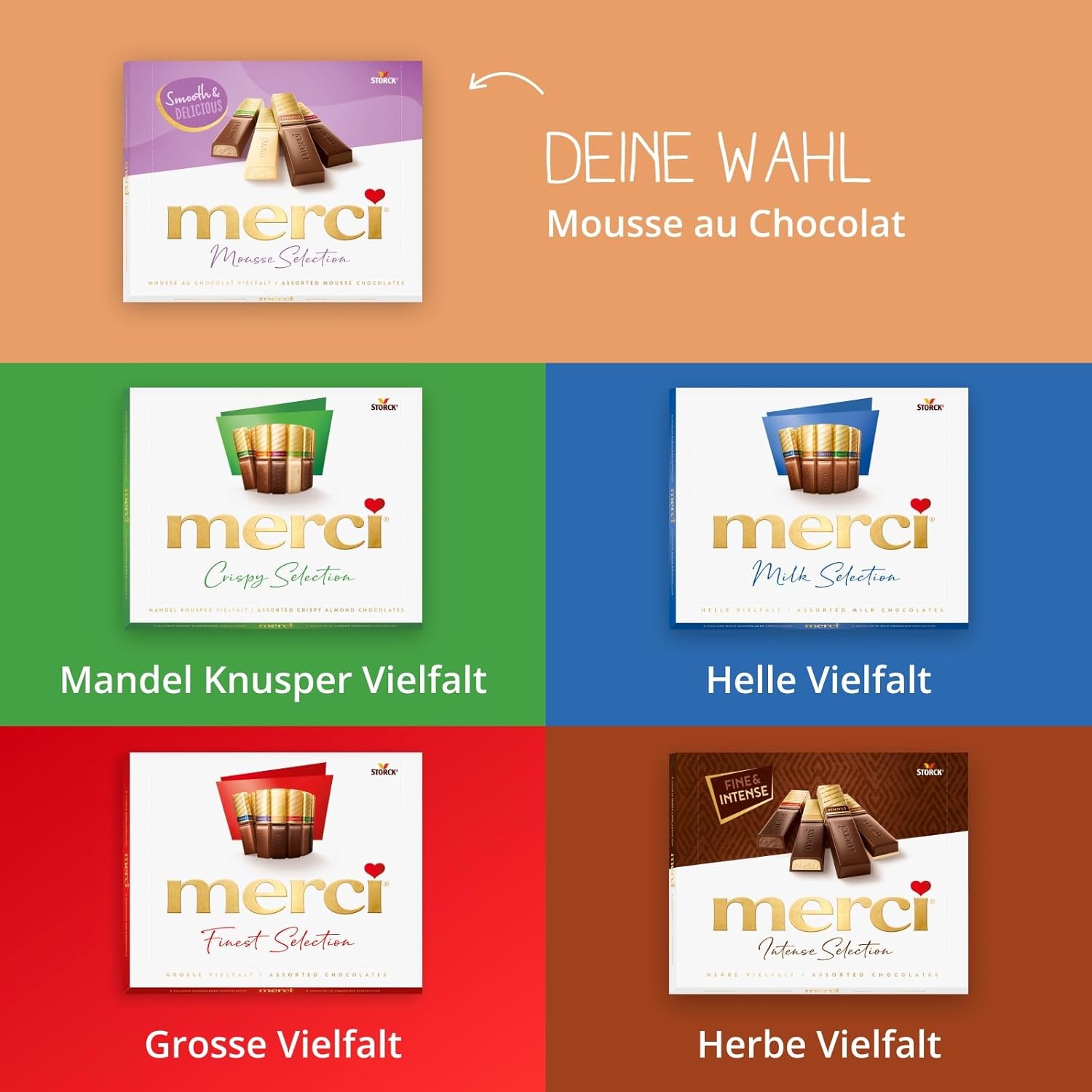 merci Finest Selection Mousse au Chocolat Variatie – 1 x 210 g – Specialiteiten Exquise chocolademousse – Gevulde en ongevulde pralines