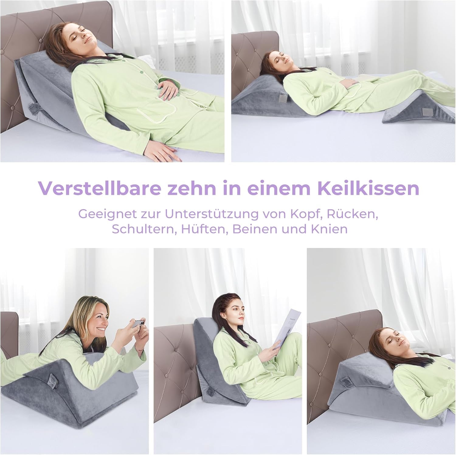 Verstelbaar verenkussen met hoge dichtheid, ergonomisch rugkussen voor bed en bank, anti-reflux leeskussen voor slapen, spelen, tv kijken (zwaar)