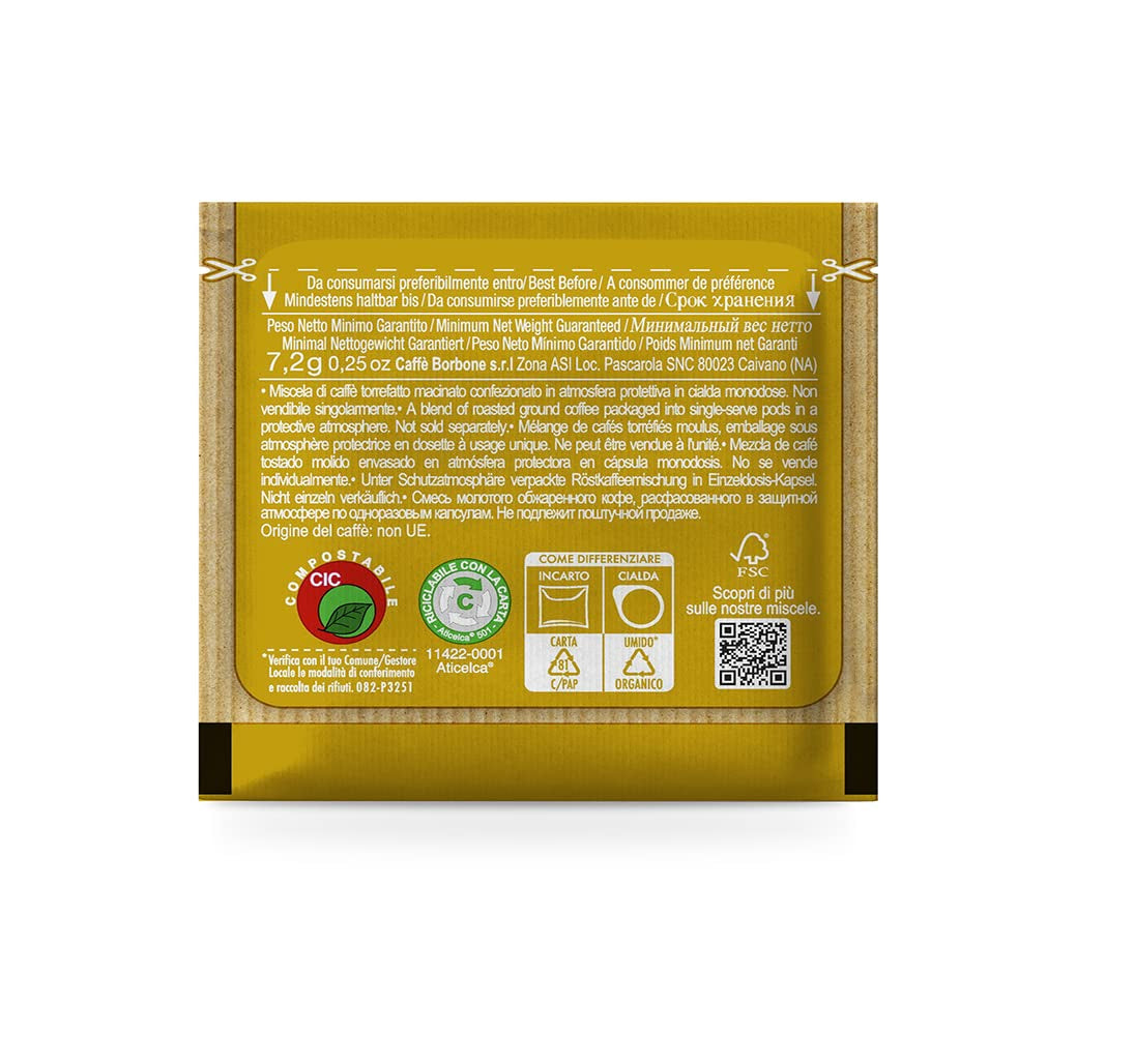 Caffè Borbone Kompostierbare Kaffeepads, Goud-Kaffeemischung - 100 Pads - Compatibel met ESE Systeem Papierblokken 44 mm