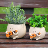 Smiley Gezicht Bloempotten Schattig Hars Hoofd Parelsnoer Bloempot Unieke Gitaar Binnen Buiten Succulente Bloempot Cadeau Idee voor mama