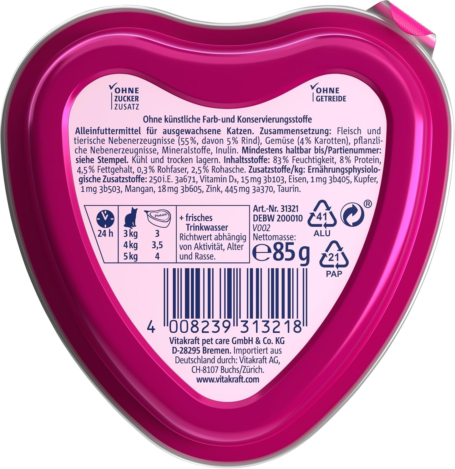 Vitakraft Poésie Création, nat kattenvoer, natvoer in saus, met rundvlees en wortel, grootverpakking, zonder toegevoegde suiker of granen (15 x 85 g)