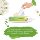 OLA nat toiletpapier - (1X40 stuks) Vochtige doekjes - kamille-extract en melkzuur, wasbaar, gevoelige huid - 40 stuks