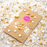 Streusel Glück, Hagelslag met witte hartjes en gouden balletjes, 40 gram Hagelslag Naty Shop