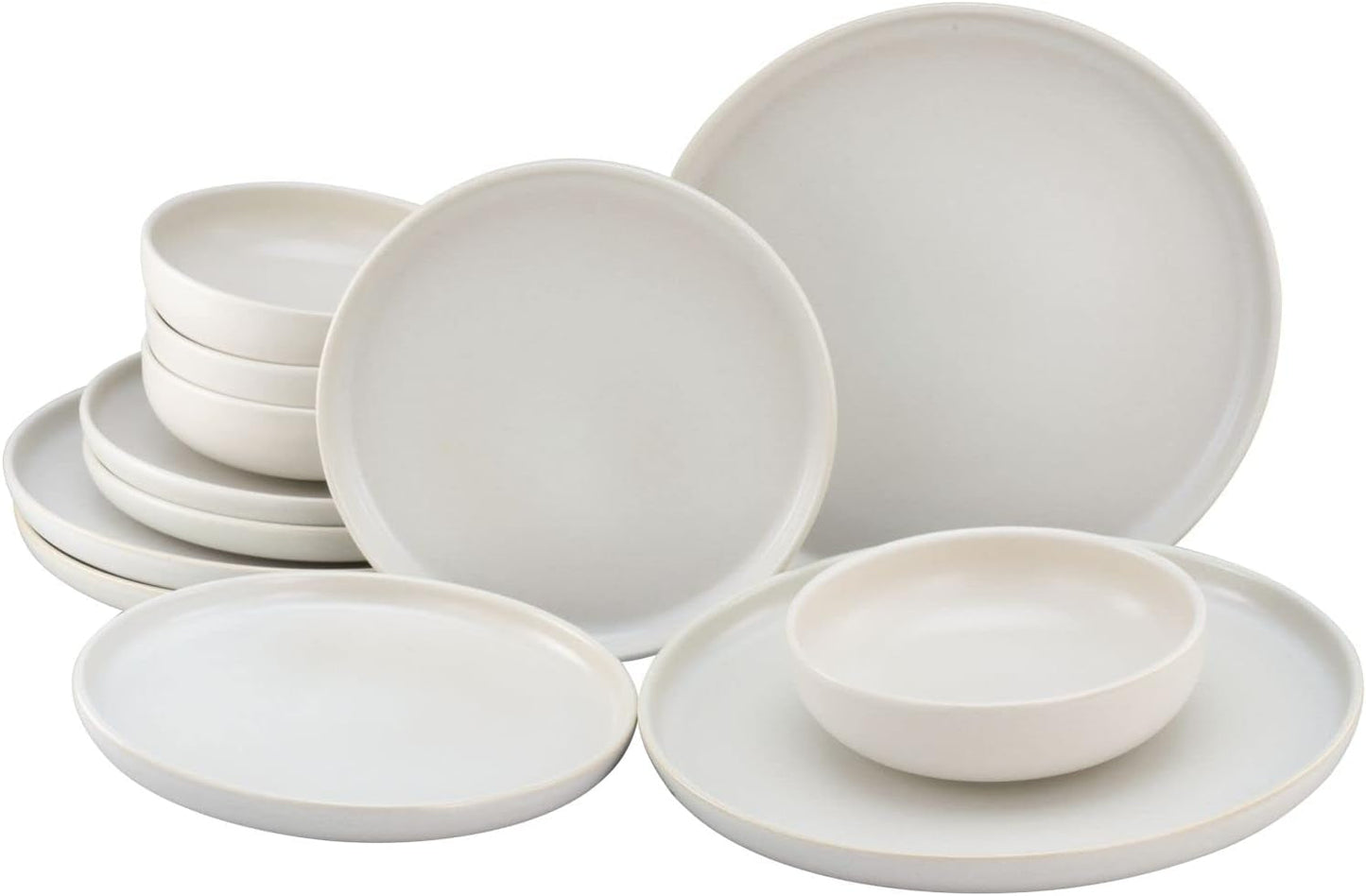 CreaTable, 33065, Uno-serie geel-wit 12-delige serviesset, porseleinen bordenset, vaatwasser- en magnetronbestendig, gemaakt in Portugal