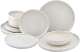 CreaTable, 33065, Uno-serie geel-wit 12-delige serviesset, porseleinen bordenset, vaatwasser- en magnetronbestendig, gemaakt in Portugal