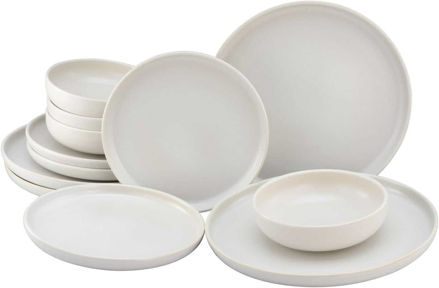 CreaTable, 33065, Uno-serie geel-wit 12-delige serviesset, porseleinen bordenset, vaatwasser- en magnetronbestendig, gemaakt in Portugal