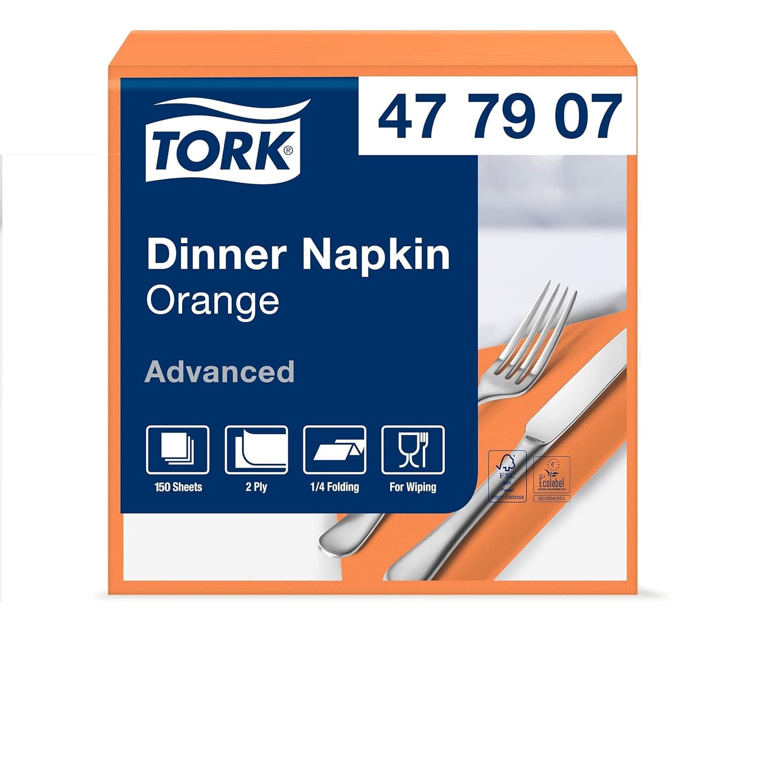 Tork Linstyle 509542 zwarte cocktailservetten, 1/4 vouw, 1-laags, 23,8 x 23,8 cm, 1 x 100 servetten