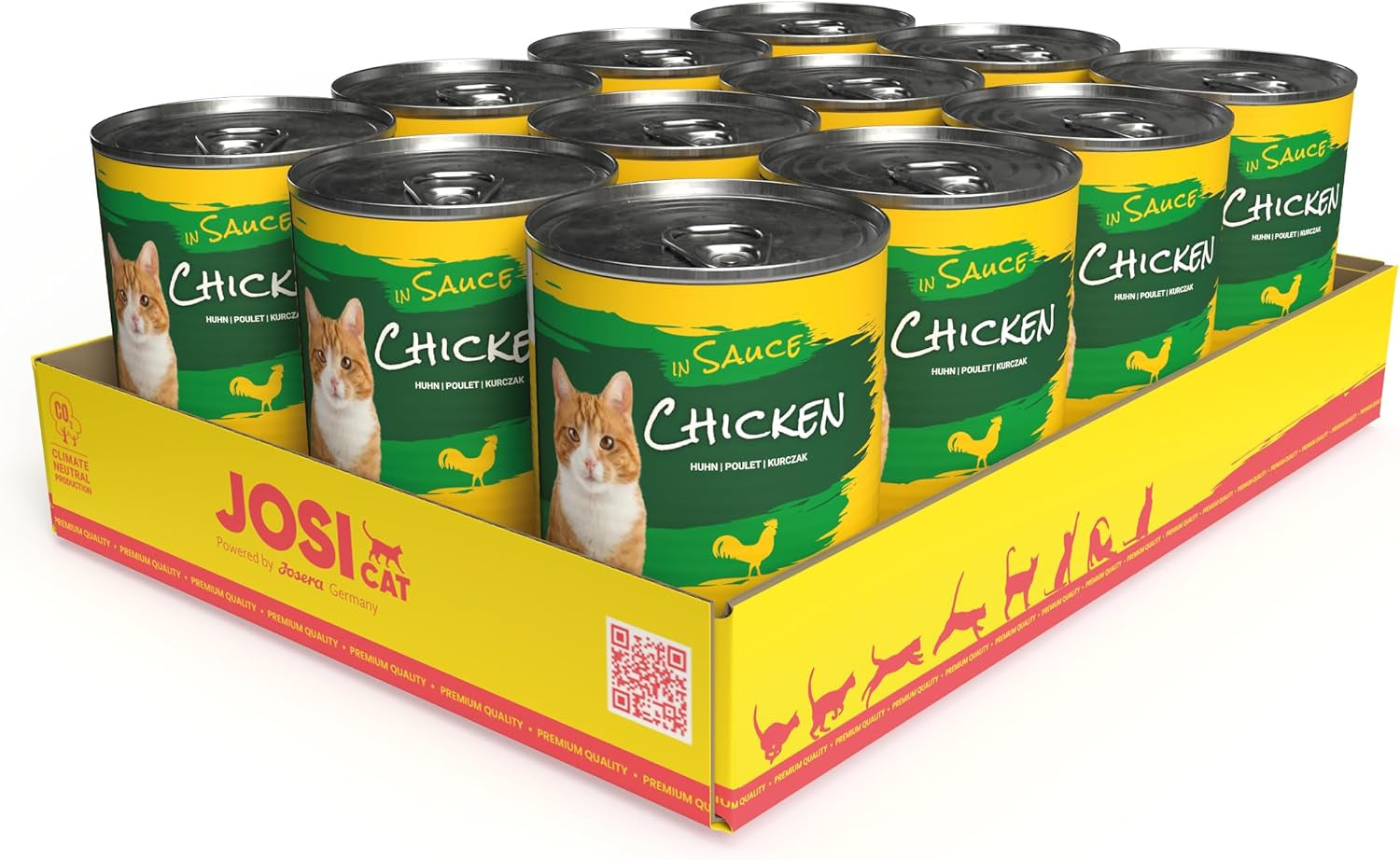 JosiCat Kip in Saus (12 x 415 g) | Volwassene | Premium natvoer voor volwassen katten | Kip in saus | Vitamine D3 en E | Mogelijk gemaakt door JOSERA | Natvoer voor katten | Volledige voeding | Pak van 12
