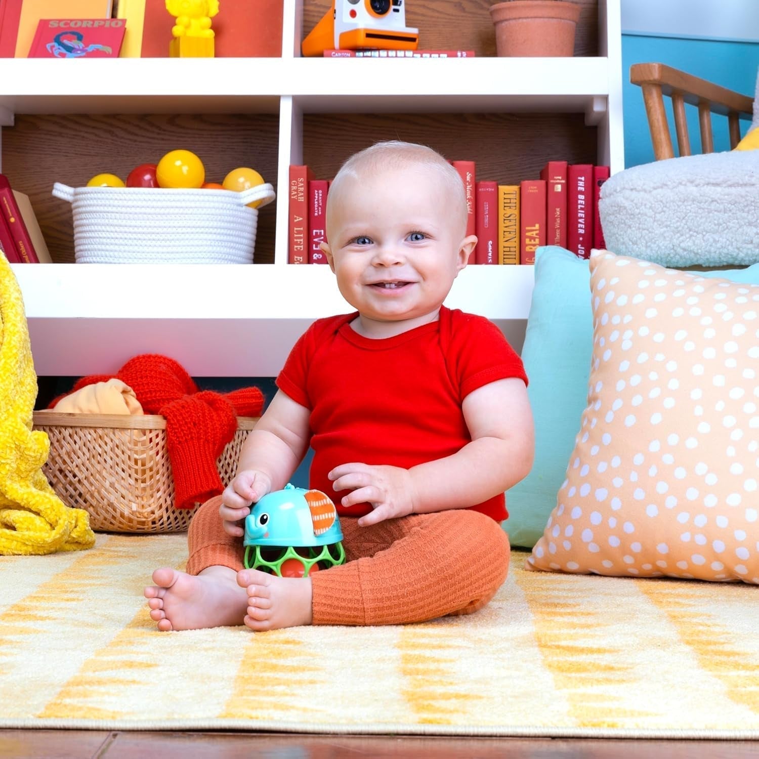 Bright Starts Giggle & Glow Bell Glow in the Dark Olifant Speelgoed Oball Gemakkelijk te vangen Newborn+ Unisex Babyspeelgoed Naty Shop