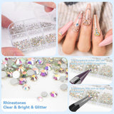 Harz Strasssteine ​​4200 Stuks Strass Kristalle 1Mm-5Mm Gemischte Kinder Bastelsachen Kit Mit Strass Mit Picking Pinzette en Stift Für DIY Nägel Kleidung Kunsthandwerk Gemischt Becher Party (A)