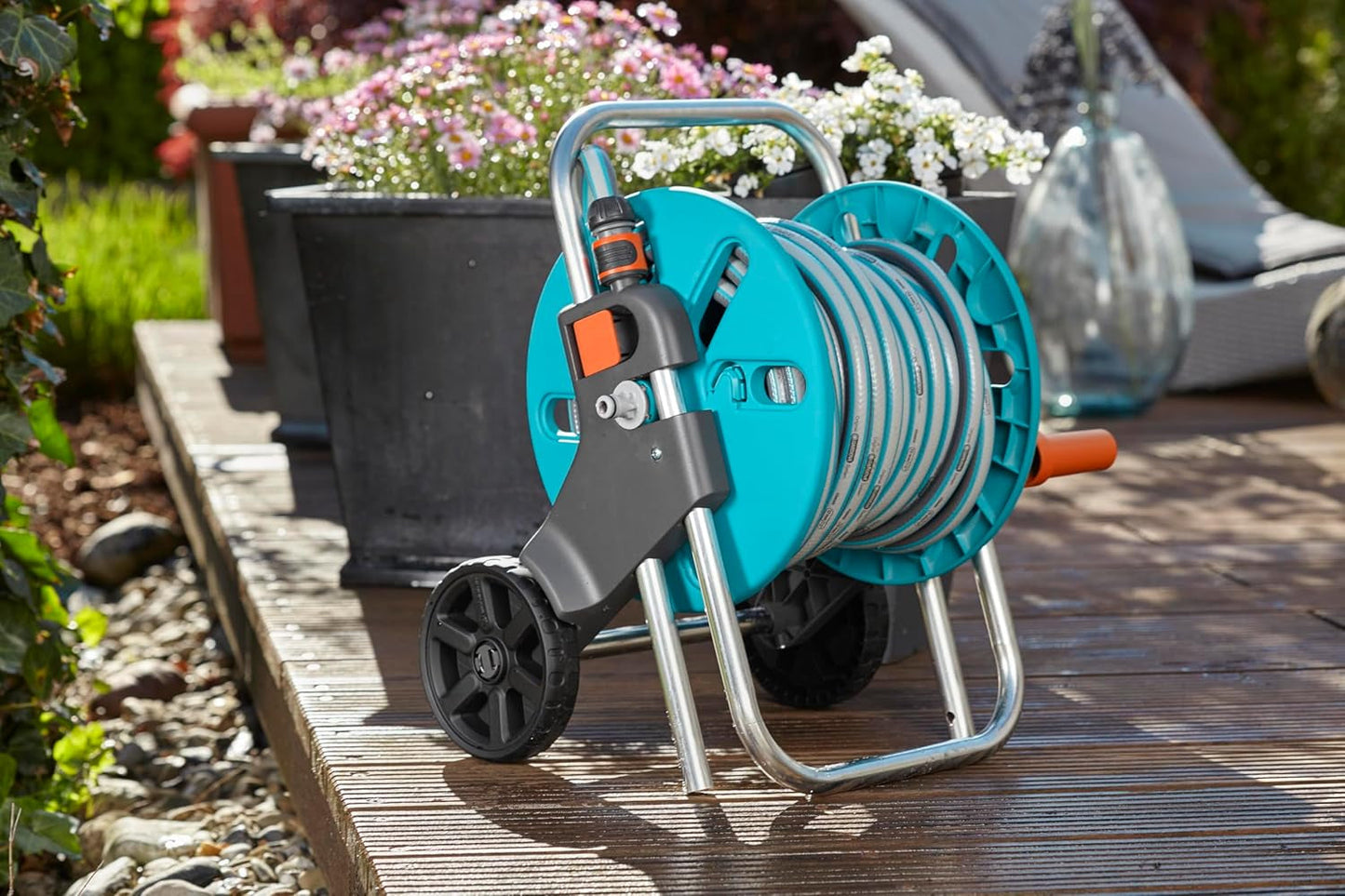 Gardena CleverRoll S slangenwagenset, slanghouder met slang, systeemonderdelen, sproeikop (18502-20)