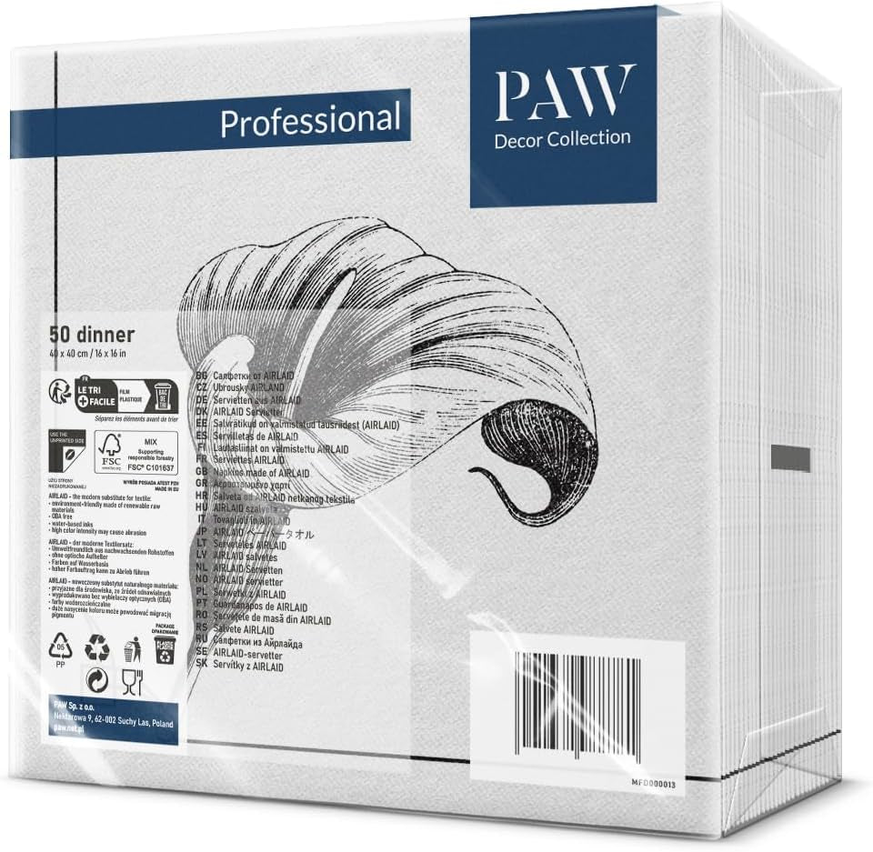 PAW - Airlaid Servetten - Doekachtig (40 X 40 Cm) I 50 Stuks I Voor Begrafenisdienst, Uitvaartfeest, Begrafenis, Afscheid I Hoogwaardige Tafeldecoratie Stoffen Servetten - Geheugenbloem I Geheugenbloem