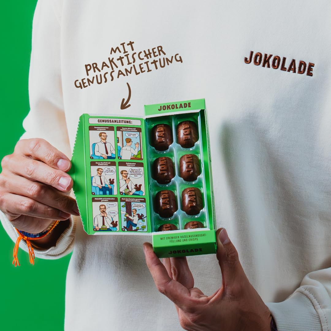 JOKOLADE PRALINE Doos 80g | Royale vulling met hazelnootnougatcrème en chips | Fairtrade chocolade van Joko Winterscheidt