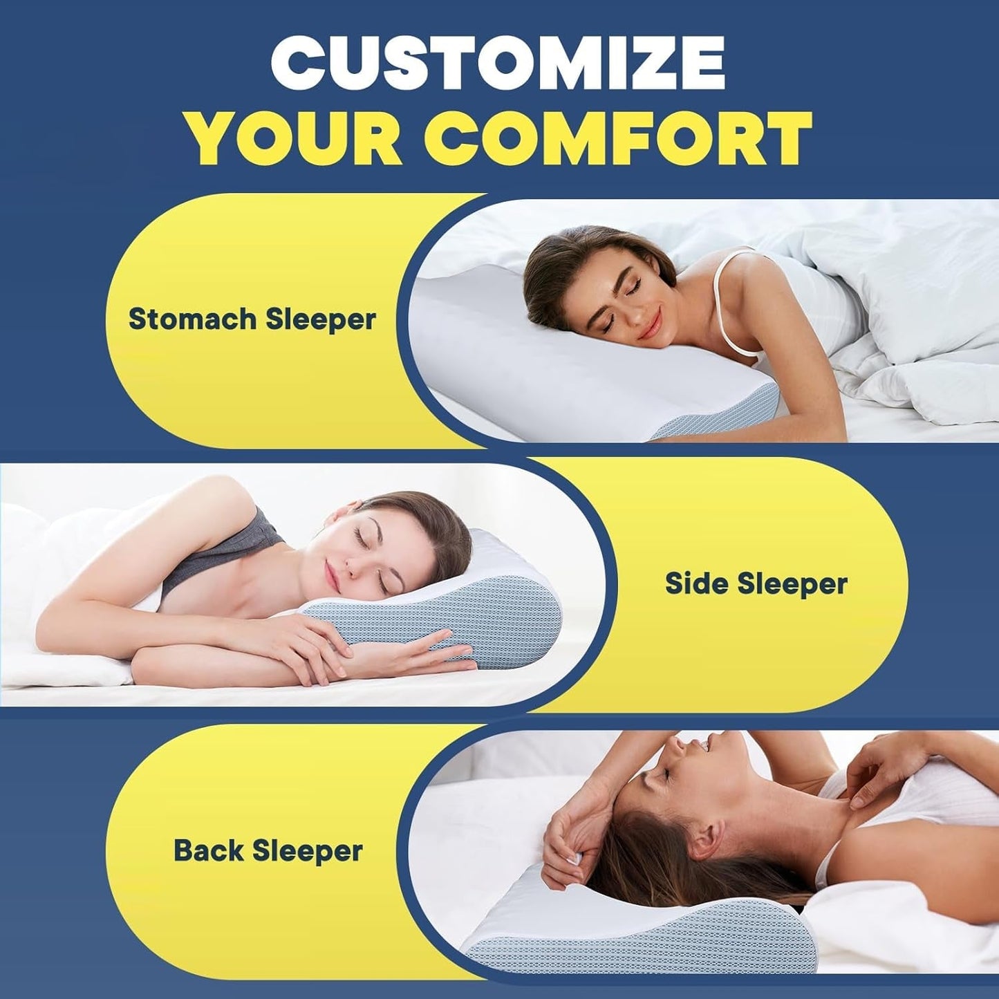 Verlichting van nekpijn Verkoelend nekkussen Memory Foam Slaapkussens Cervicaal kussen voor nek- en schouderpijn Ergonomisch bedkussen Neksteunkussen voor buikrugslapers Cervicale orthopedische kussens Naty Shop