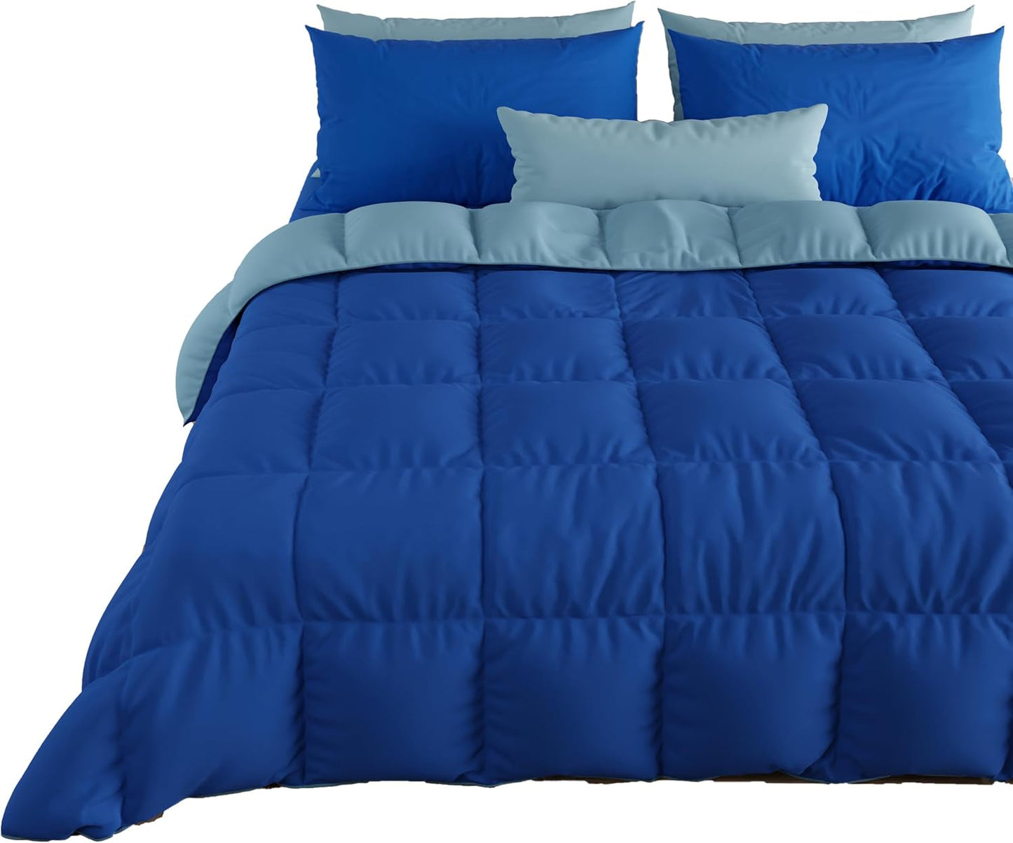 PETTI Artigiani Italiani - Winterdekbed voor tweepersoonsbed, maxi, monochroom, dubbelzijdig, wit, grijs, 100% Made in Italy Dekbedden en dekbedden Naty Shop Blue Bedmaat 160X200: [Quilt 240 X 260 Cm]