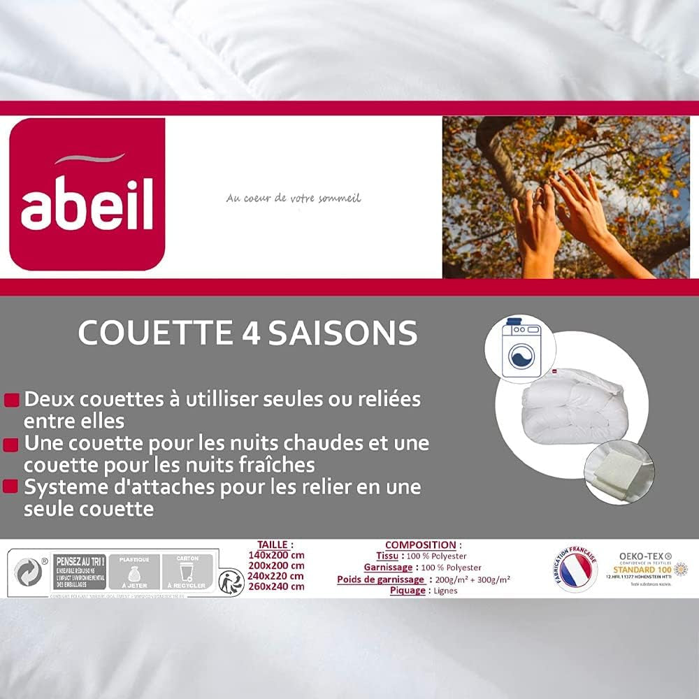 Abeil 4-seizoenen dekbed, wit, polyester, wit, 240 X 260 Cm Dekbedden en dekbedden Naty Shop