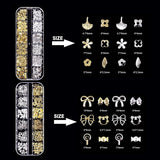 Nagelsleutelhangers 4 boxset - 48 soorten gouden en zilveren 3D nagelsleutelhangers (vlinders, bloemen, parels, enz.) + pincet en pen - voor doe-het-zelf gel- en acrylnagels | Ideaal voor nagelsalon en thuis