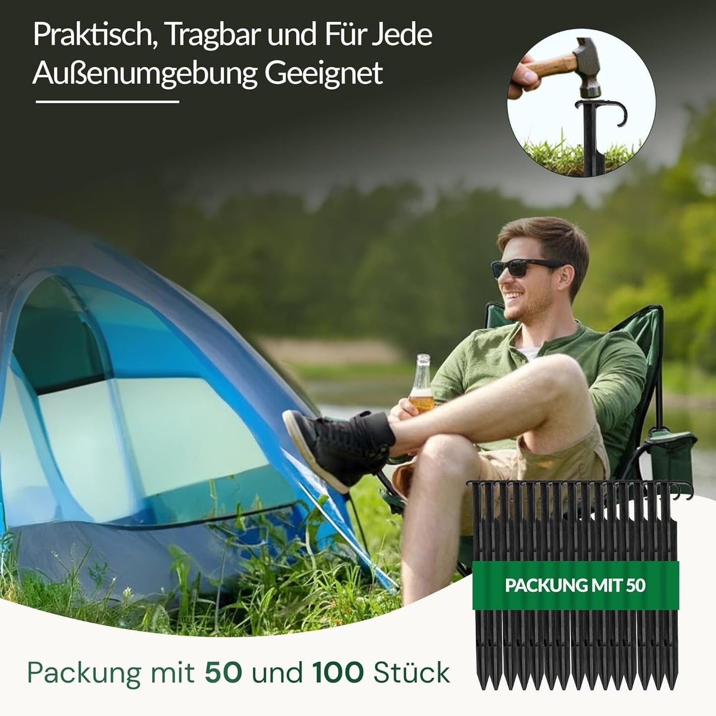 GARDENIX AquaPIN tuinslanganker, 50 stuks, grondpen, bevestigingsanker voor druppelslang, irrigatieslang, verbindingsvork