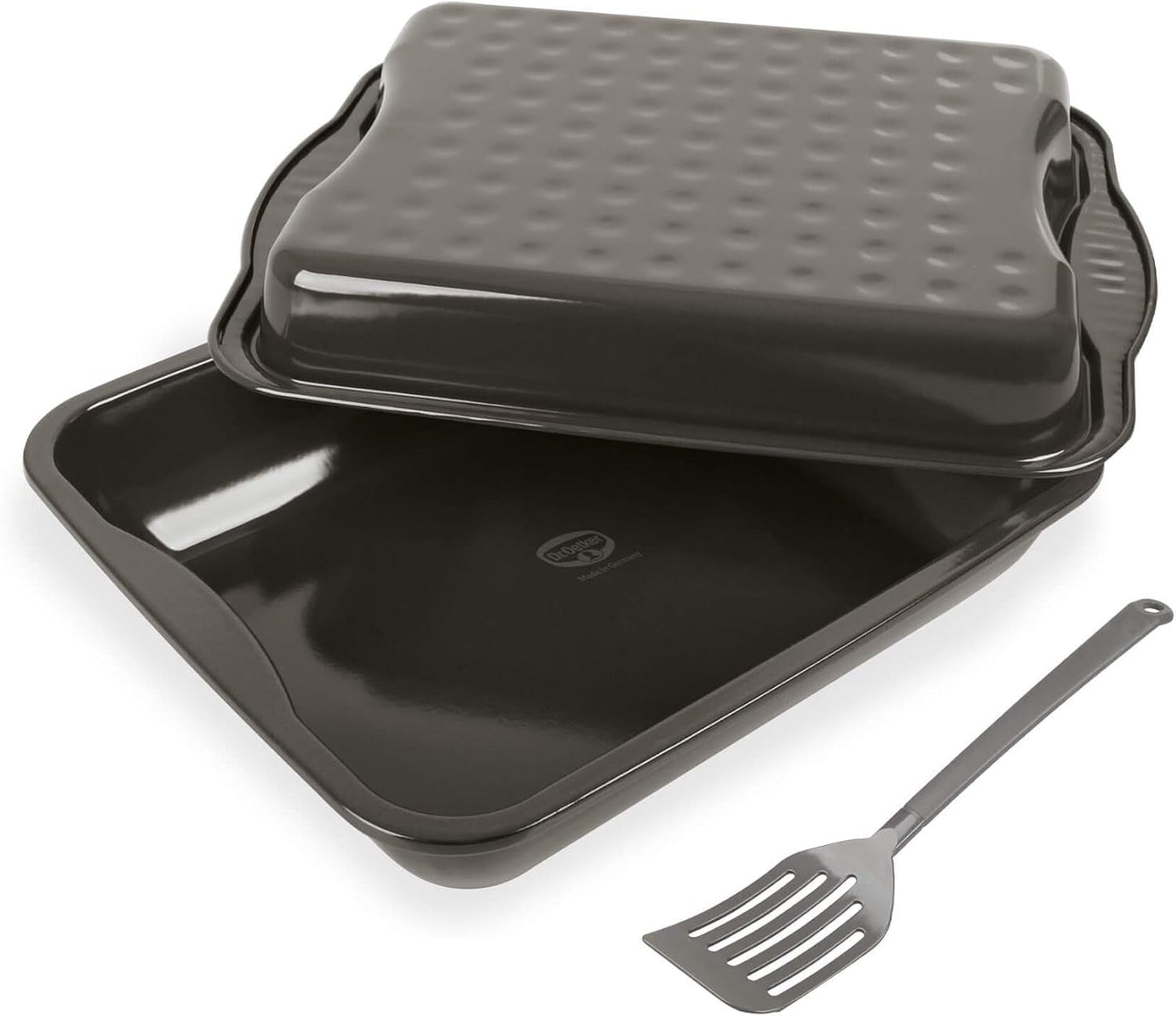 Dr. Oetker Maxi Friteuse met stalen deksel, familie vierkante braadpan voor kip en groenten Bakvormen en bakplaten Naty Shop