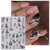 JMEOWIO 6 Blatt 3D Nagelsticker Frühlings Blume Nail Art Sticker Selbstklebend Nagelaufkleber 5D Stereoskopisch Bunte Sommer Blumen Decoratie Nageldesign Zubehör