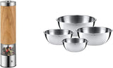 Set WMF Ceramill Oakwood Cromargan, elektrische molen en kommenset Gourmet For The Kitchen 4 stuks Grinders en Slicers Naty Shop Pakket met kommenset
