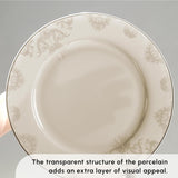 Karaca Elegance Bone Siena Serviesset voor 12 personen, moderne porseleinen serviesset, serviesset met soepkommen, serveerschaal, diepe borden, dessertborden - wit en goud