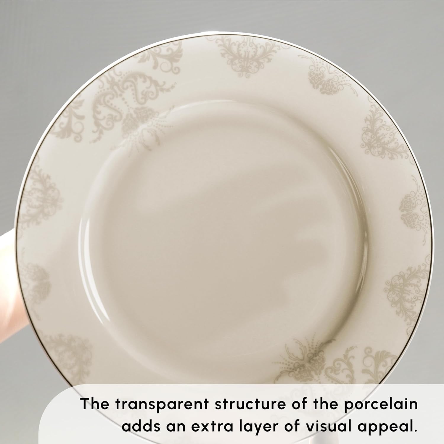 Karaca Elegance Bone Siena Serviesset voor 12 personen, moderne porseleinen serviesset, serviesset met soepkommen, serveerschaal, diepe borden, dessertborden - wit en goud