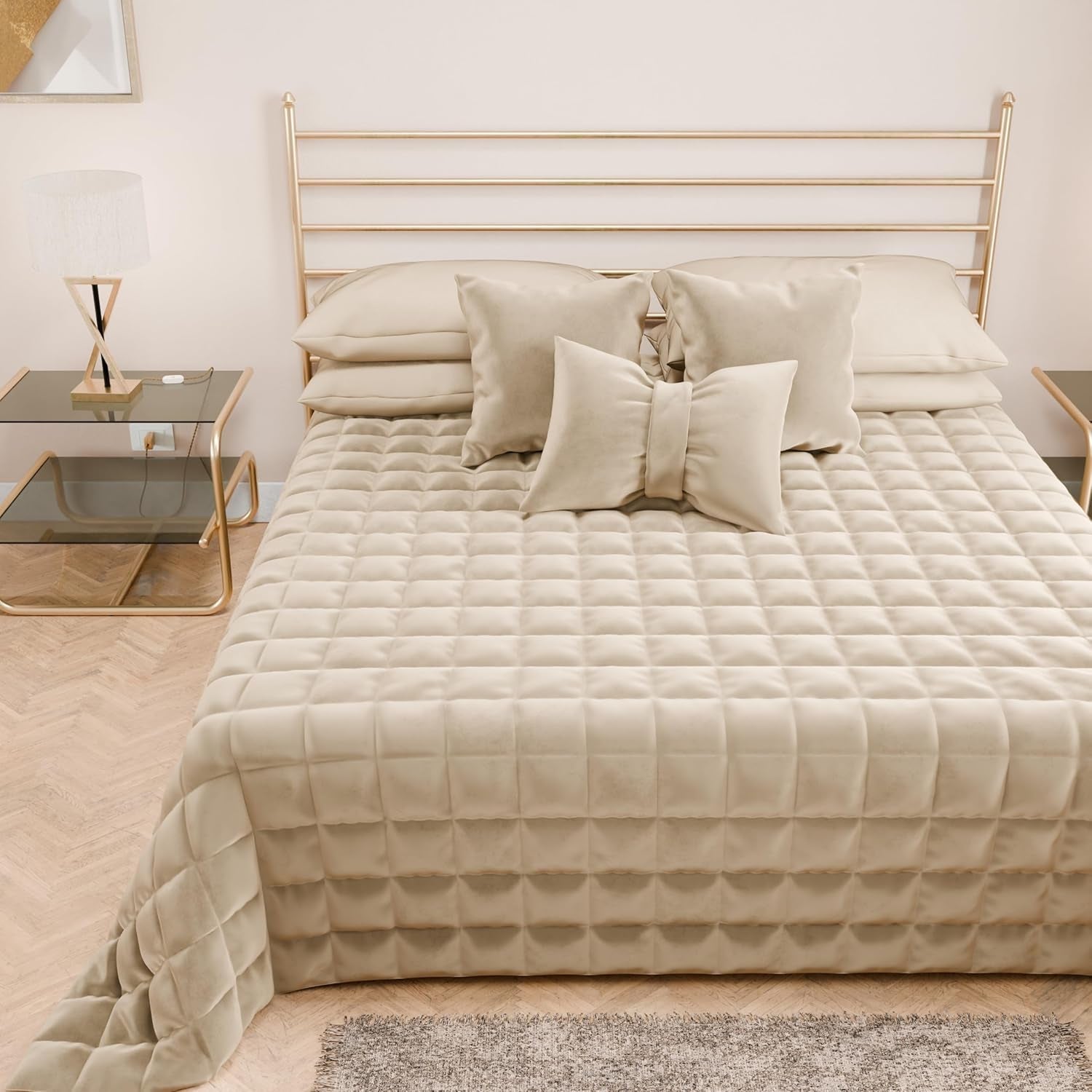PETTI Artigiani Italiani - Eenpersoonsbedovertrek, dubbelzijdige sprei, verensprei, nachtblauw, wit, 100% Made in Italy Quilts en quilts Naty Shop Brown Bedmaat 100 (170 X260 Cm)