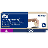 Tork Xpressnap Extra Soft Nature N4 Dispenserservet, Premium, 1/2 x 2-laags, 21,3 cm x 16,5 cm, 8 × 1.000 servetten, 12880