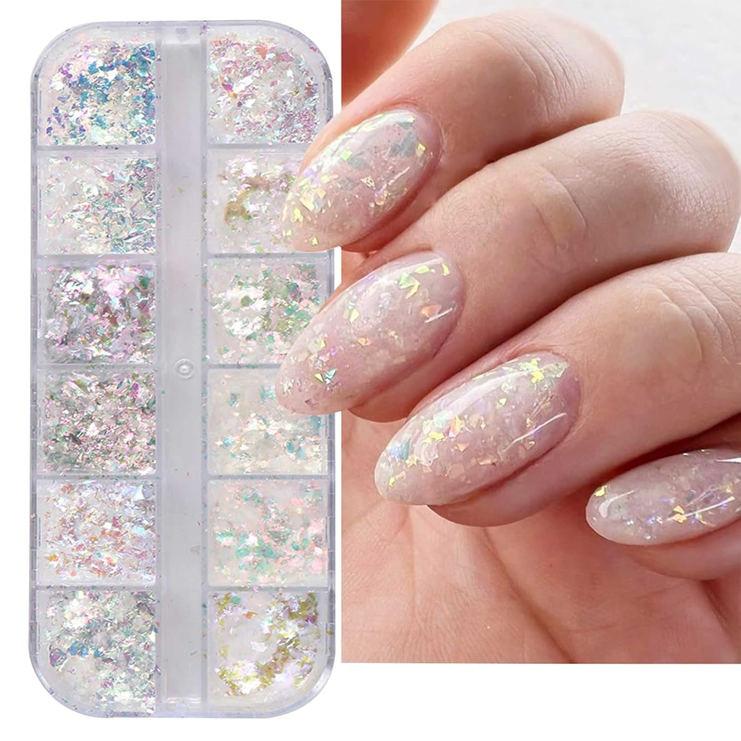 JMEOWIO Nagelglitter 12 roosters Aurora Nail Art decoratieaccessoires nageldesign