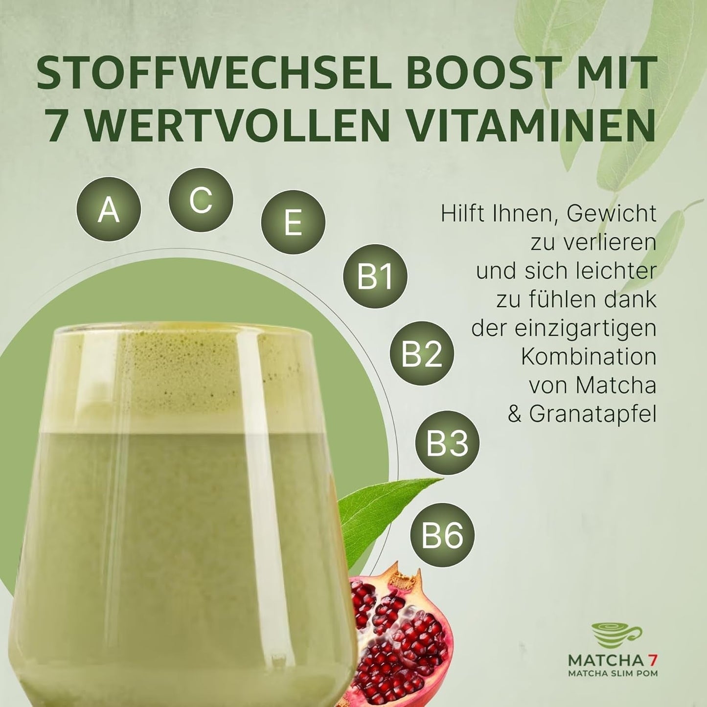 ® Ceremonial Matcha Powder X Granaatappel 100G [Ondersteunt gewichtsverlies en stofwisseling] - Groene thee voor een actieve en gezonde levensstijl - Groene thee zonder toevoegingen (puur en natuurlijk)