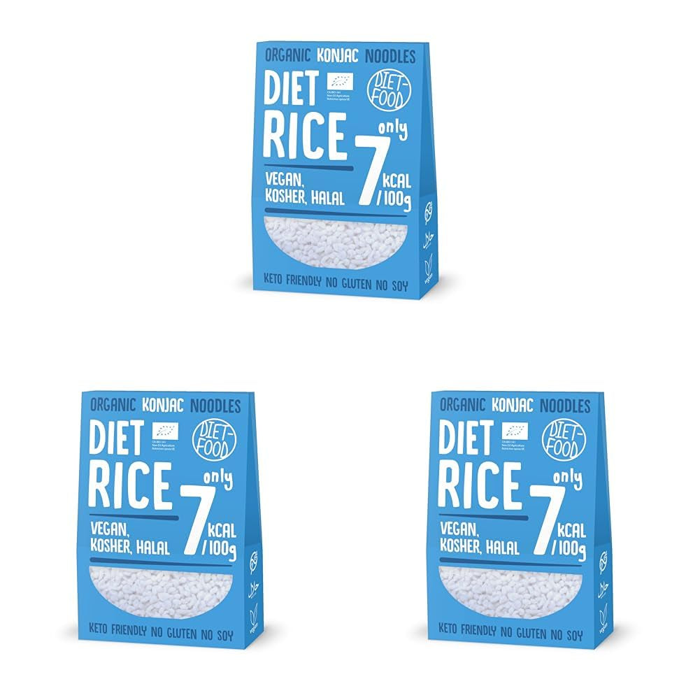 DIET-FOOD Biologische Shirataki Konjac Instant Rijst, Koolhydraatarm, Caloriearm, Veganistisch, Vetvrij, Sojavrij, Glutenvrij, Keto-vriendelijk, Afslankend, 300 Gram