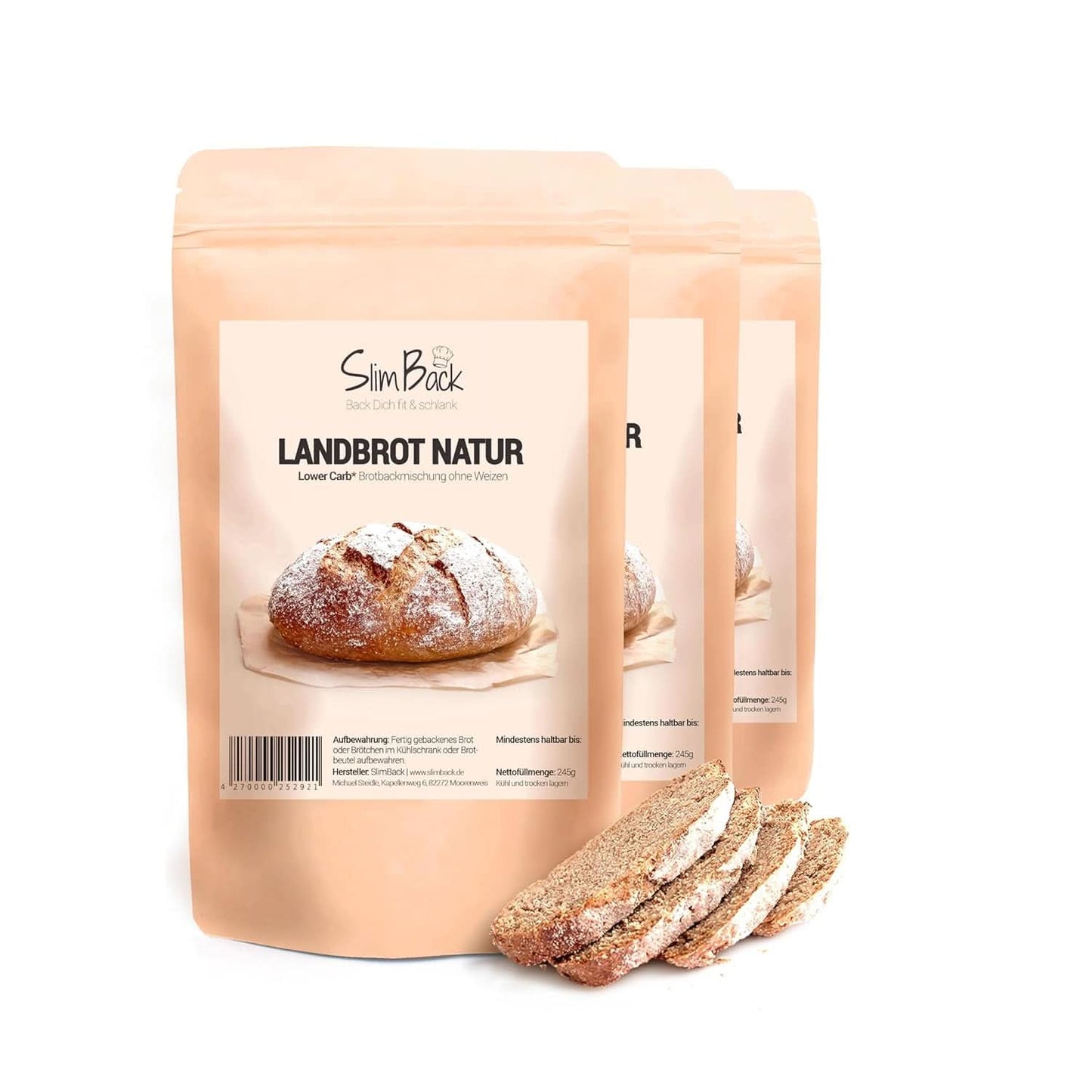 LOWER CARB BREAD BLEND, keto, vegan en glutenvrij, soja- en graanvrij eiwitbrood alternatief Kitchen Naty Shop Set 3 x 245 gram
