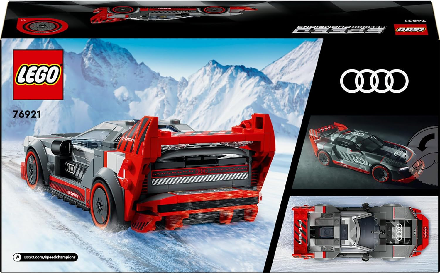 LEGO Speed Champions Audi S1 E-Tron Quattro raceautoset met autospeelgoed om te bouwen, spelen en tentoon te stellen, automodel voor kinderen, cadeau voor 9-jarige jongens en meisjes 76921 Bouwsets