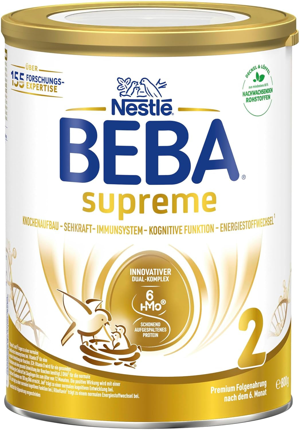 BEBA SUPREME 2 Opvolgmelk na 6 maanden, alleen lactose, palmolievrij, verpakking van 6 (6 x 800g) Naty Shop