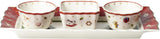Villeroy & Boch - Toy's Delight Jusset, 4-delig, Serveerschaal met Kommen, Kerstjuskomset, Speelgoedtafeldecoratie, Dienblad, Kommen, Kerstservies, Premium Porselein