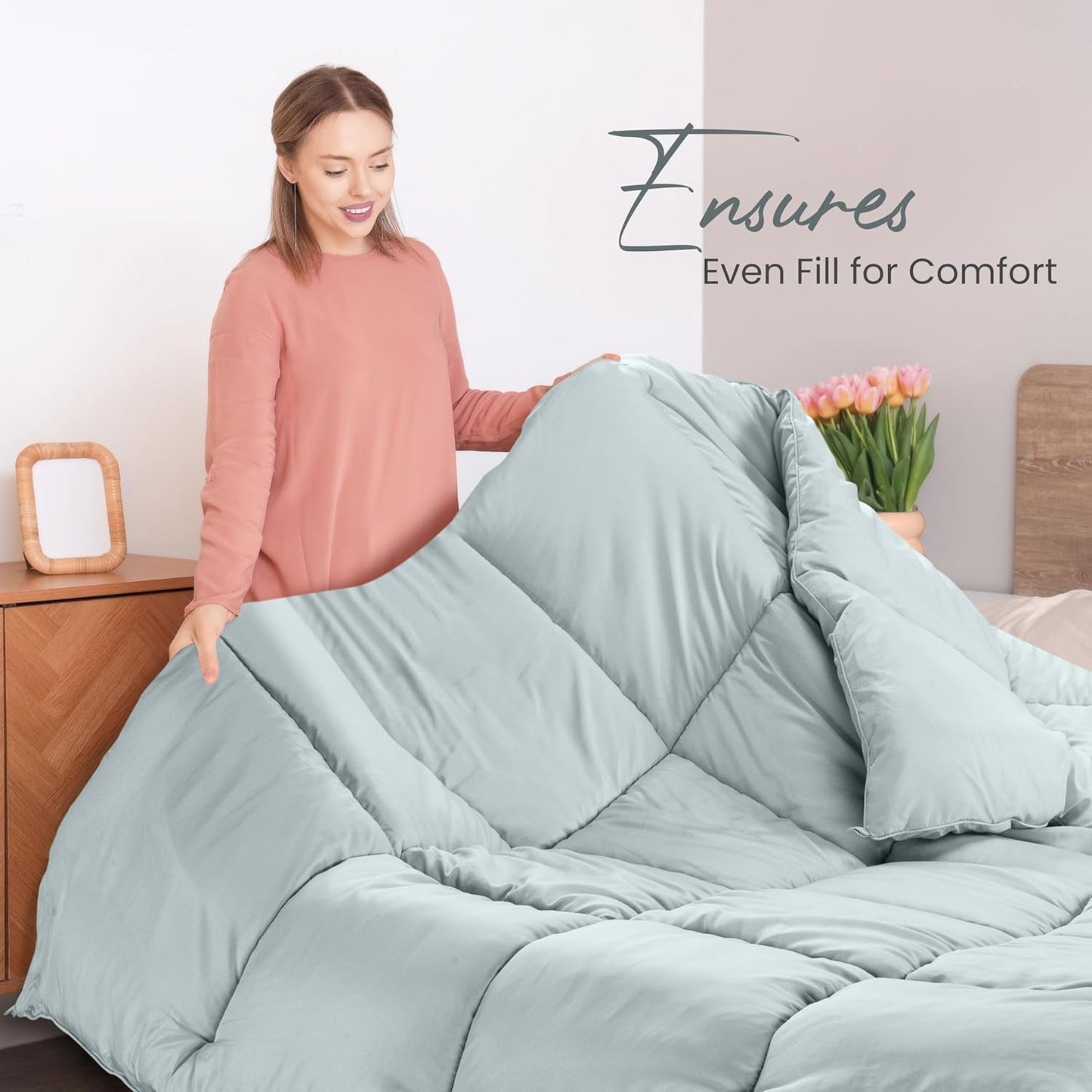 Utopia Bedding All Season-dekbed 250g/m² Pluche gesiliconiseerde vezelvulling tweepersoonsbed in doos gestikt (tweepersoonsbed XL lichtgrijs) Naty Shop Quilts & Quilts