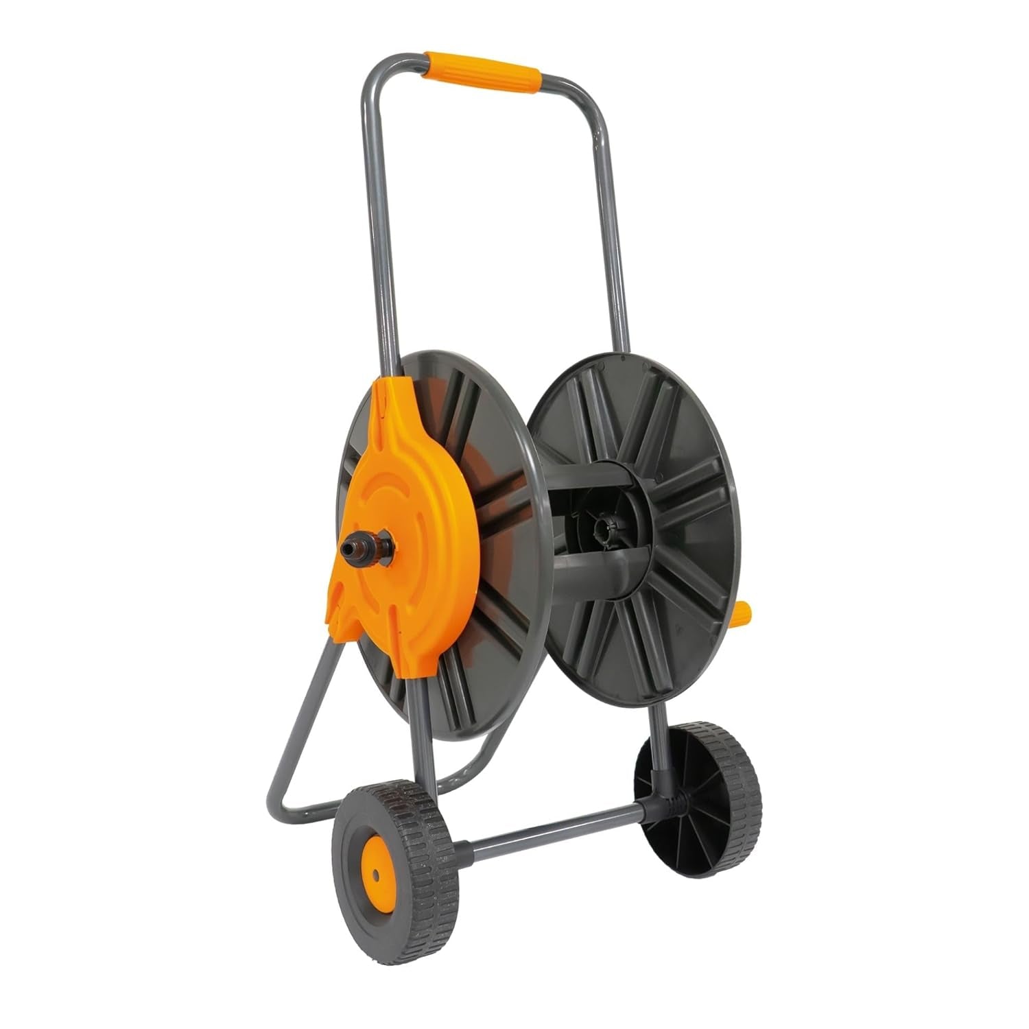 Amig - Slanghaspel | voor 1/2" slangen | max. 60 m opgerold | met zwengel voor eenvoudig oprollen | polypropyleen | oranje en grijs