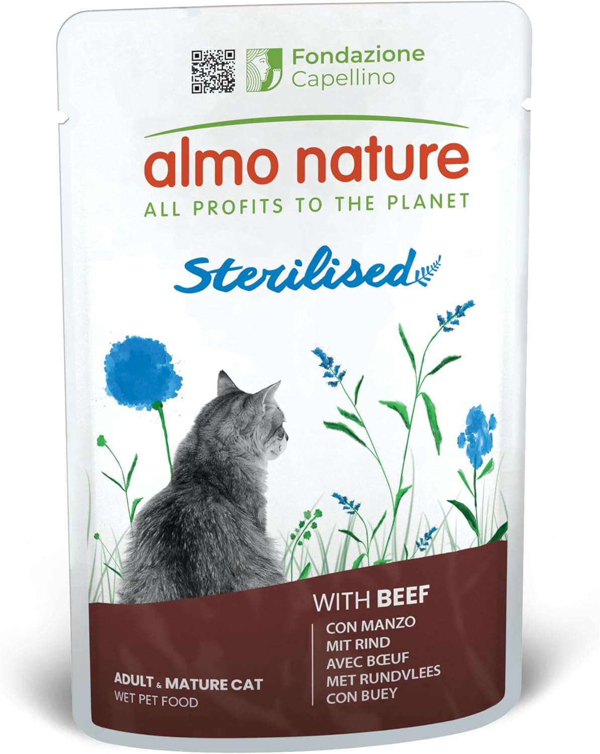 Almo Nature Functional - Sterilized - Natvoer voor volwassen en volwassen katten, gesteriliseerd of minder actief - met rundvlees - vetarm, hydraterend - 70 g (pak van 30)