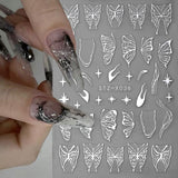3D Metallic Schwarz Schmetterling Nagelsticker - Laser Roze Aurora Nagelaufkleber - Punk Butterfly Nail Art Stickers - Zilveren Nagelsticker - Nageldesign Zubehör