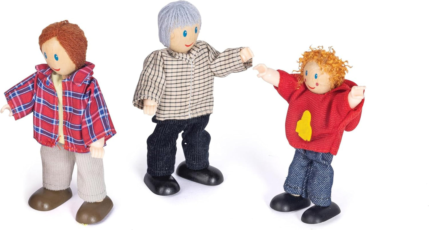 Hape Doll Family bekroonde poppenhuisset, unieke houten poppenhuisaccessoires, fantasierijk spel, 6 poppenfamilieleden, vanaf 3 jaar