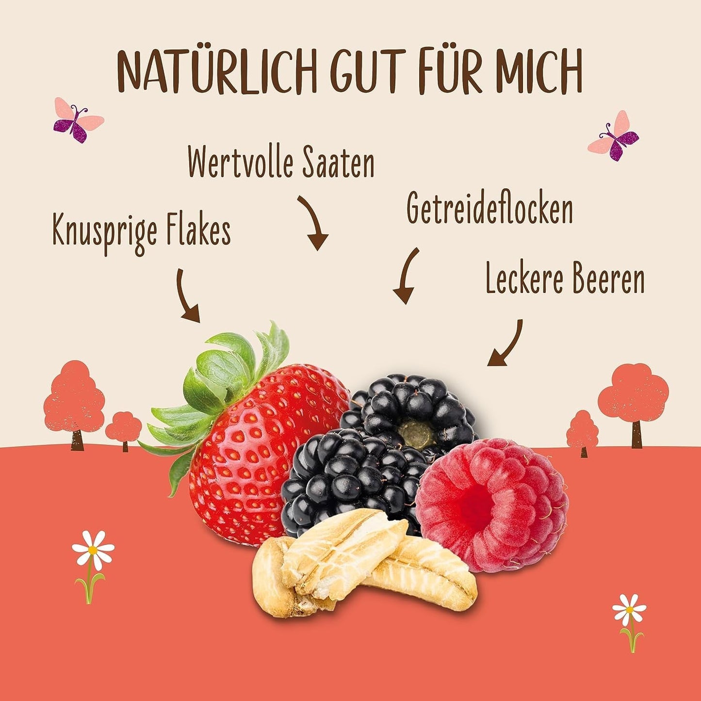 Allos Hof Granola met bessen | Biologische Muesli | Muesli met bessen | Krokante Muesli | Ontbijtgranen | Verpakking van 6 (6 x 300 g), 1 stuk (verpakking van 6)