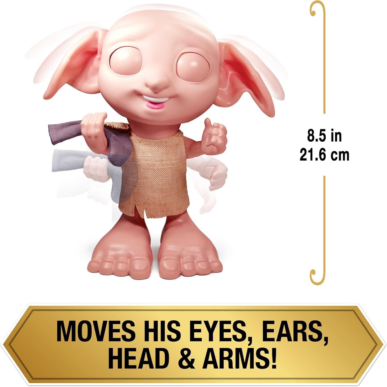 Spin Master 6067280 Wizarding World Harry Potter magische interactieve Dobby Elf sokpop, 30+ geluiden en zinnen, 21,6 cm, kinderspeelgoed, zwart