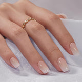 Btartbox Korte vierkante kunstnagels Baby Boomer lijm op witte gradiënt roze kunstnagels Korte kunstnagels met nagellijm 30 stuks vierkante kunstnagels