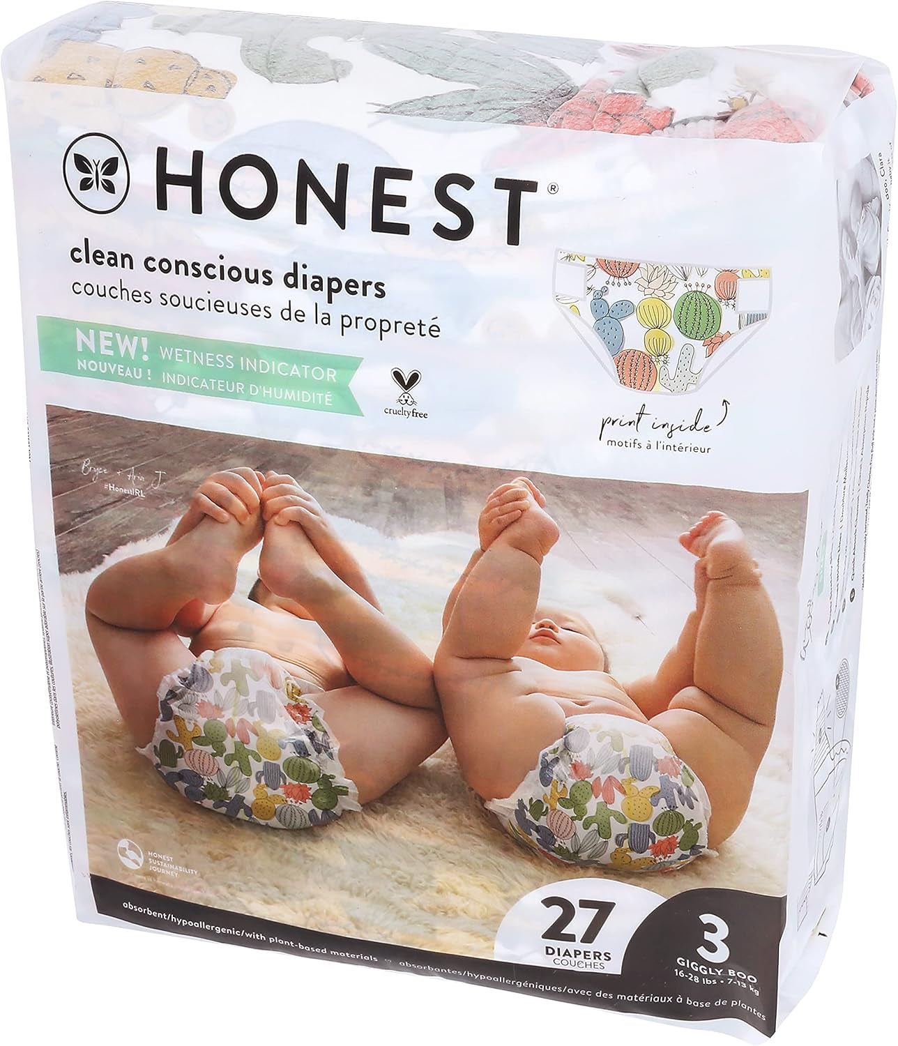 – Milieuvriendelijke en hoogwaardige wegwerpluiers, Panda's, maat 3 (7,3–12,7 kg), 27 stuks