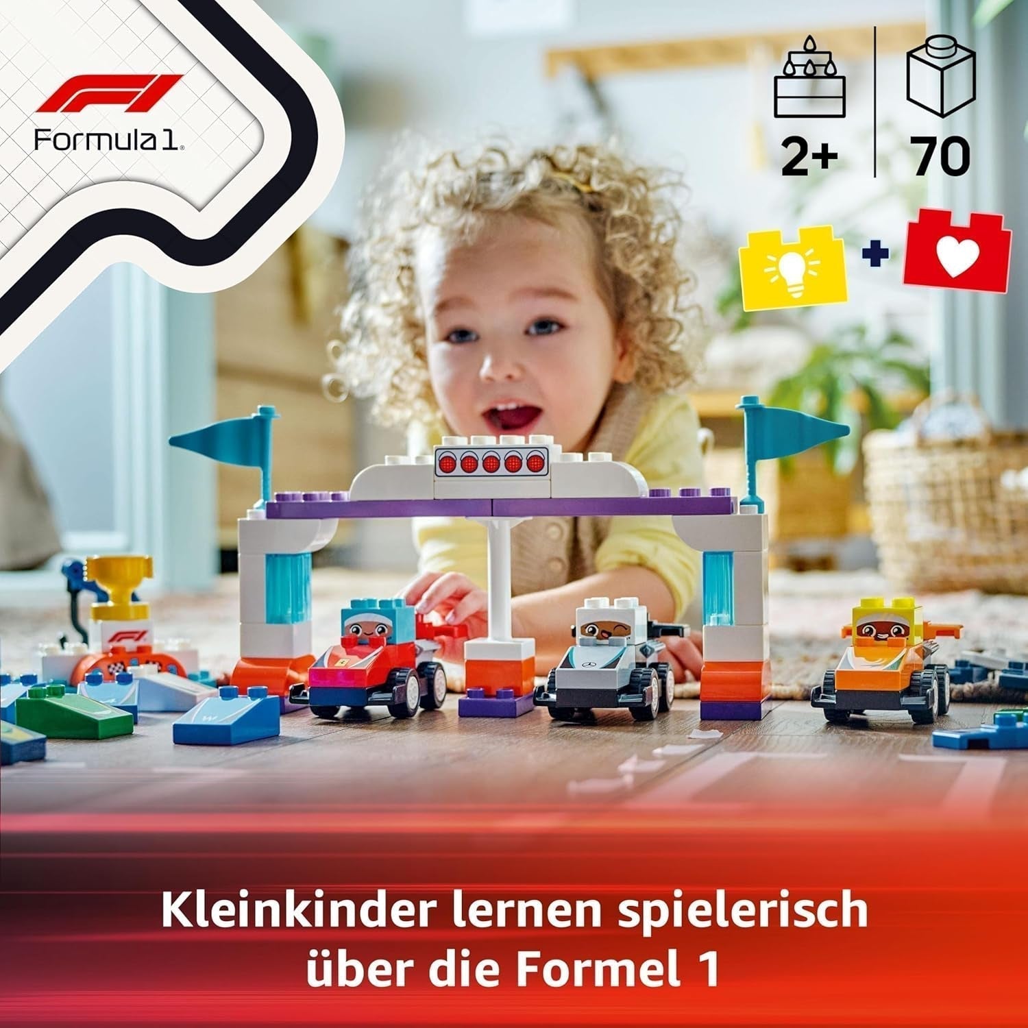 LEGO DUPLO Town F1 Teamraceauto's met racers, bouwspeelgoed voor het hele gezin, fantasierijke speelervaring, verjaardagscadeau voor peuters, jongens en meisjes vanaf 2 jaar 10445 Bouwsets Besuche den LEGO-Store