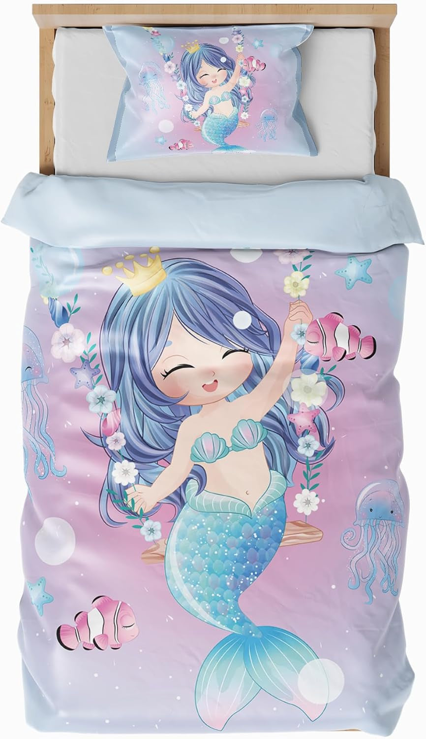 Beddengoed voor kinderen, verschillende maten en verschillende animatiefiguren Beddengoed - kinderen Naty Shop Zeemeermin (model 1) 100X135Cm+40X60Cm