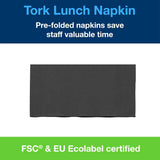 Tork 477851 Zwart 1/8 gevouwen lunchservetten / 2-laags voorgevouwen papieren servetten voor snacks of kleine maaltijden / Geavanceerde kwaliteit / 10 X 200 (2000) Servetten / 32,6 X 33 Cm (L X B)