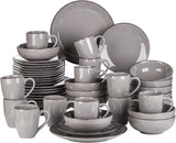 Vancasso 12-persoons serviesset Navia steengoed serviesset 48-delige combinatieset met borden slaborden kommen en kopjes vintage look natuurlijk design